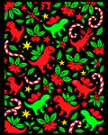 Whimsical Red Green Dinosaur Holiday Rug
