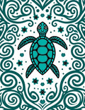 Turquoise Turtle Tropical Swirl Art Rug