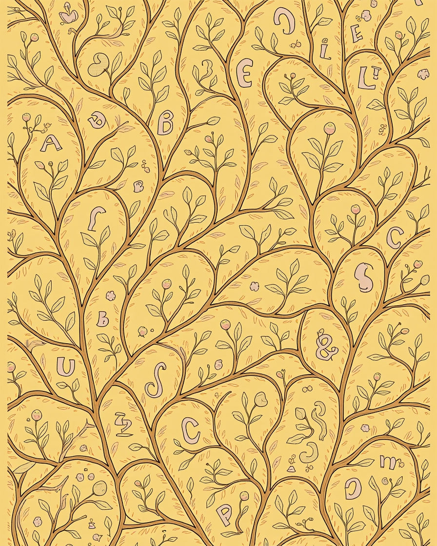 Whimsical Alphabet Garden Yellow Rug