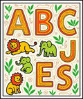 Safari ABC Alphabet Jungle Animals Rug