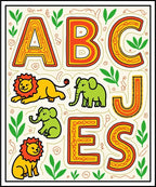 Safari ABC Alphabet Jungle Animals Rug