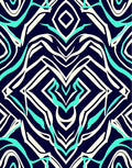 Bold Teal White Abstract Stripe Rug