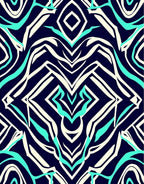 Bold Teal White Abstract Stripe Rug