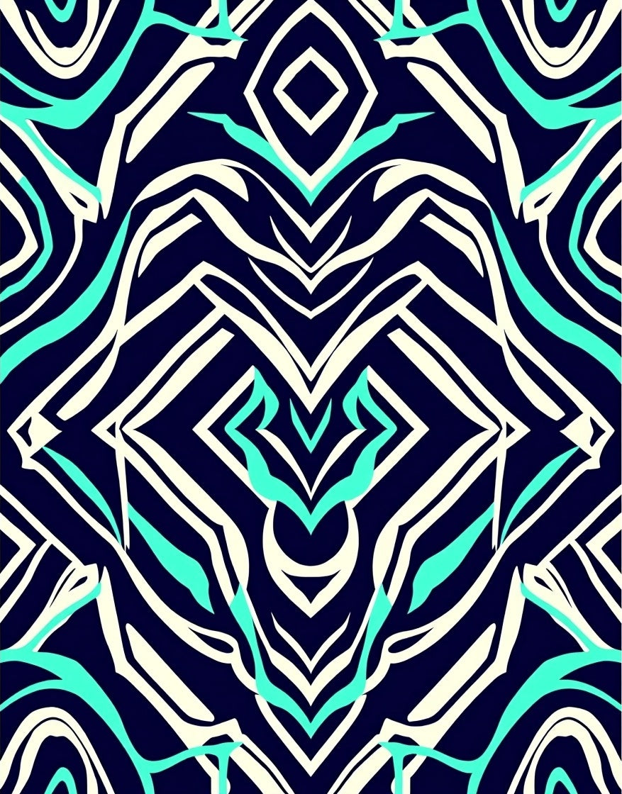 Bold Teal White Abstract Stripe Rug