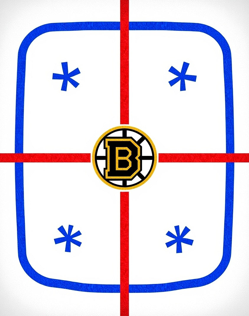 Black and Gold Hockey Emblem Rug