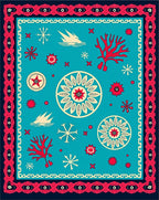 Coral Snowflakes In Deep Blue Rug