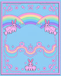 Whimsical Pink Bunny Rainbow Dream Rug