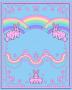 Whimsical Pink Bunny Rainbow Dream Rug