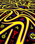 Retro Yellow Red Blue Graphic Rug