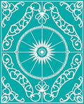 Teal White Ornamental Sun Medallion Rug