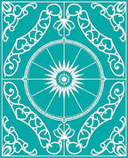 Teal White Ornamental Sun Medallion Rug