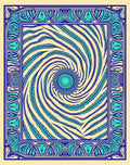 Blue Swirl Feather Geometric Frame Rug