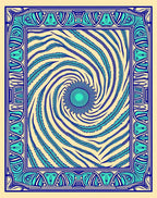 Blue Swirl Feather Geometric Frame Rug