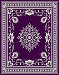 Deep Purple White Floral Mandala Border Rug
