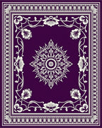 Deep Purple White Floral Mandala Border Rug