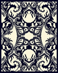 Dark Blue Cream Organic Foliage Rug