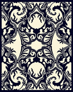 Dark Blue Cream Organic Foliage Rug