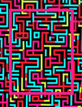 Neon Maze Geometric Abstract Rug