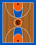 Wooden Court Blue Orange Graphic Rug