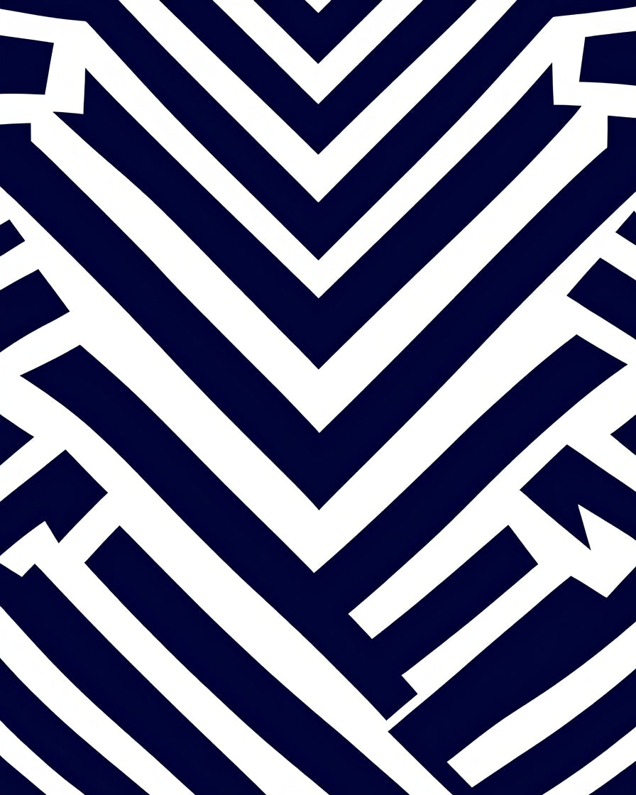 Dark Blue White Geometric Angle Rug