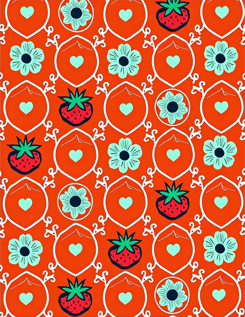 Strawberry Heart Floral Medallion Rug