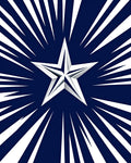 Bold White Starburst Blue Rug