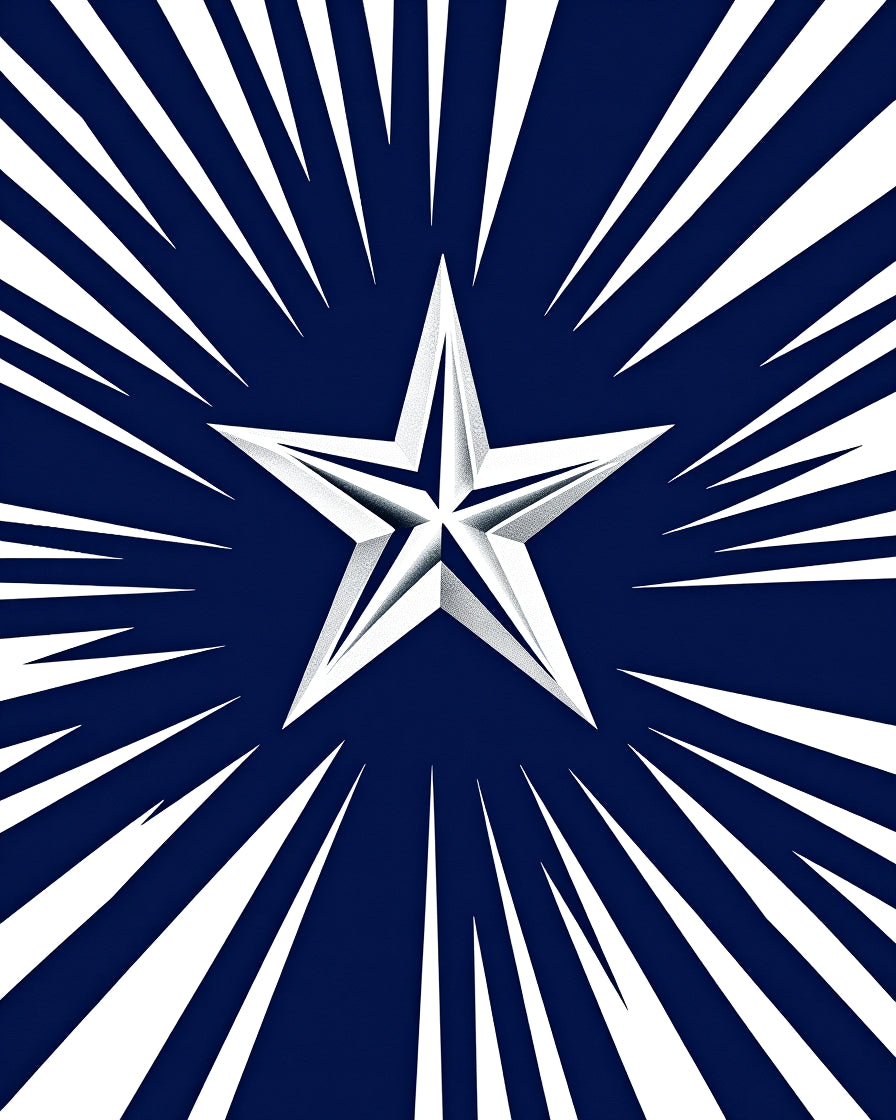Bold White Starburst Blue Rug