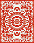 Crimson Floral Mandala Decorative Square Rug