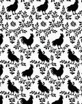 Country Black Rooster Vine Jacquard Rug