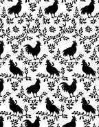 Country Black Rooster Vine Jacquard Rug