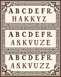 Ornate Sepia Typography Border Rug