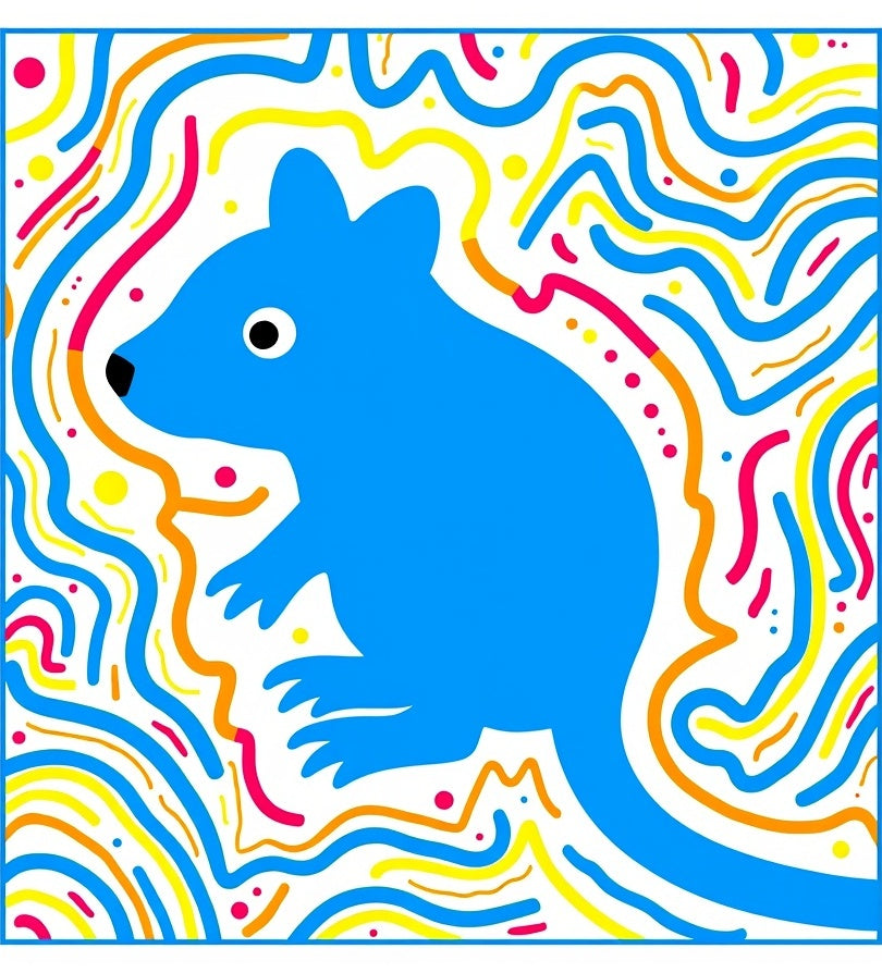 Blue Rodent Abstract Swirl Rug