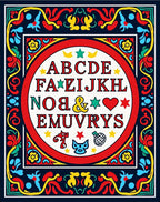 Colorful Alphabet Folklore Border Rug