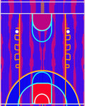 Vibrant Blue Pink Basketball Court Graphic Rug