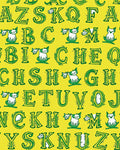 Green Alphabet On Yellow Background Rug
