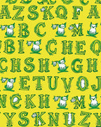 Green Alphabet On Yellow Background Rug