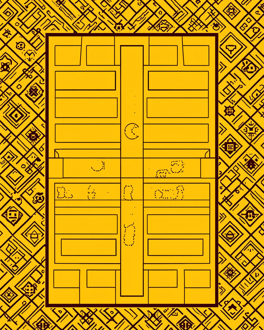 Golden Yellow Rectilinear Abstract Frame Rug