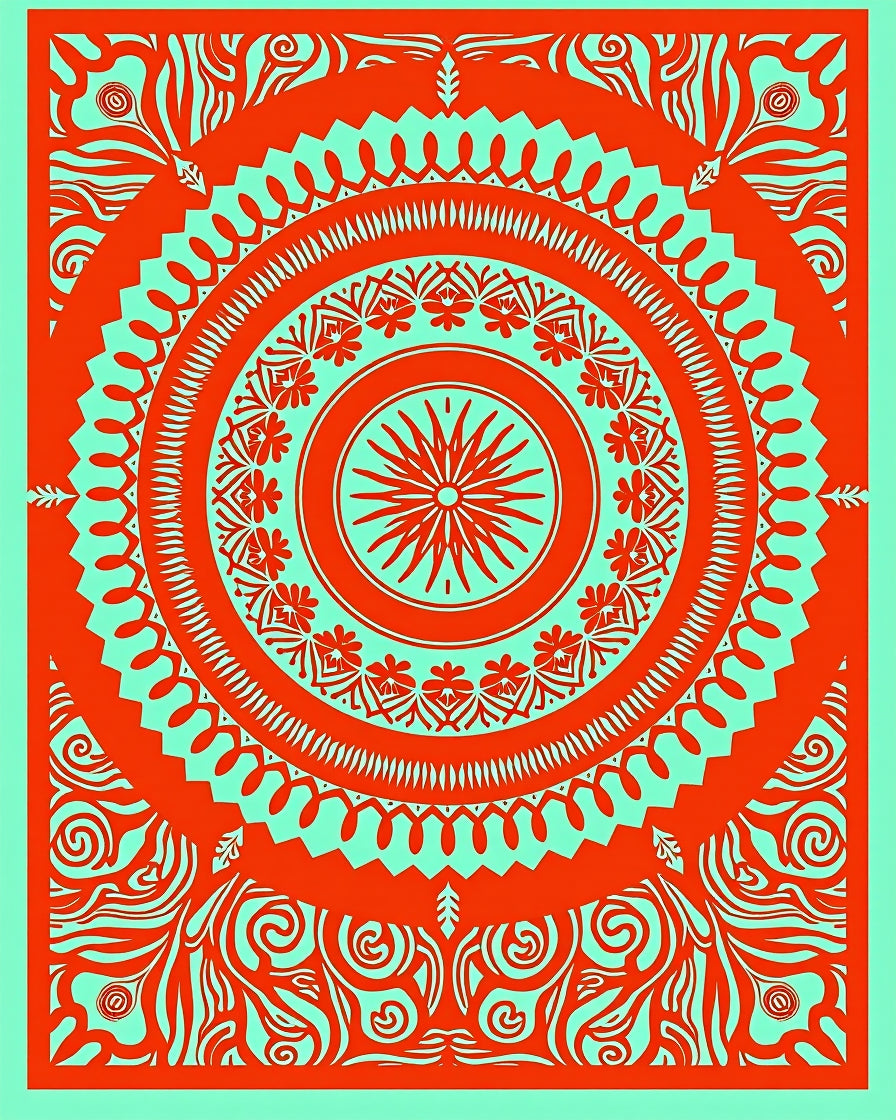 Coral Mint Mandala Radiance Rug