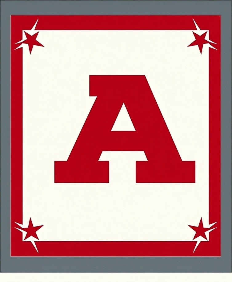 Bold Red Letter A Starry Border Rug
