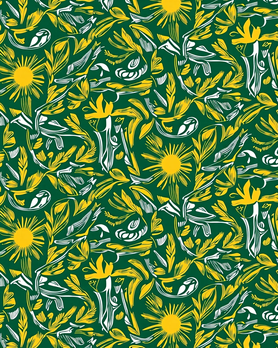 Golden Sunburst Foliage on Green Rug