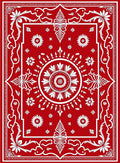 Bold Red Floral Concentric Circle Rug