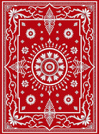 Bold Red Floral Concentric Circle Rug