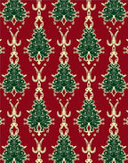 Crimson Emerald Damask Filigree Tree Rug