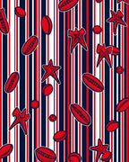 Red White Blue Striped Sports Ball Rug