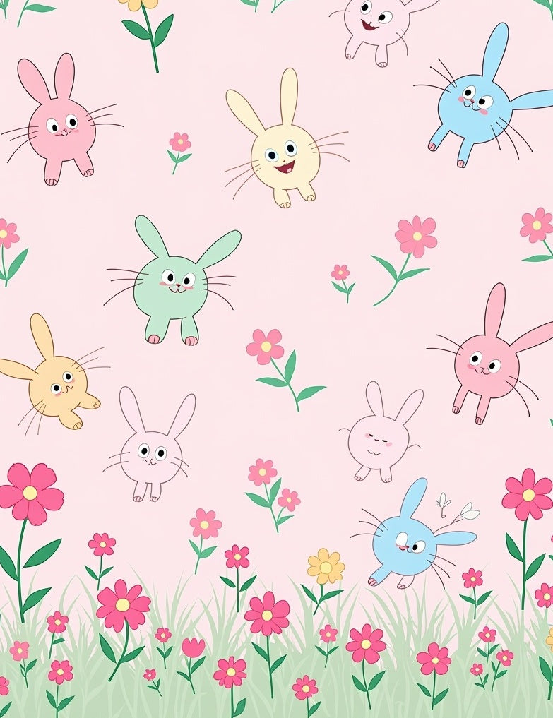 Whimsical Pastel Bunny Garden Rug