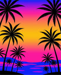 Retro Sunset Palm Trees Beach Rug