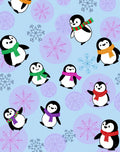 Cute Winter Penguins Snowflakes Background Rug