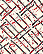 Red and Gray Linear Totem Poles Rug