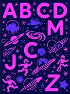 Cosmic Pink and Purple Alphabet Galaxy Rug