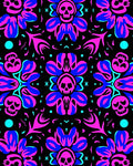 Vibrant Skull Floral Kaleidoscope Rug